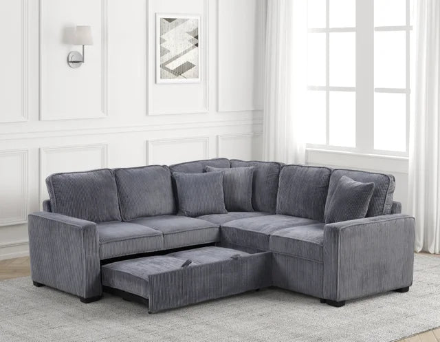 Ariel Black Sectional With Pull-Out Bed Ariel Charcoal Sectional With Pull-Out Bed