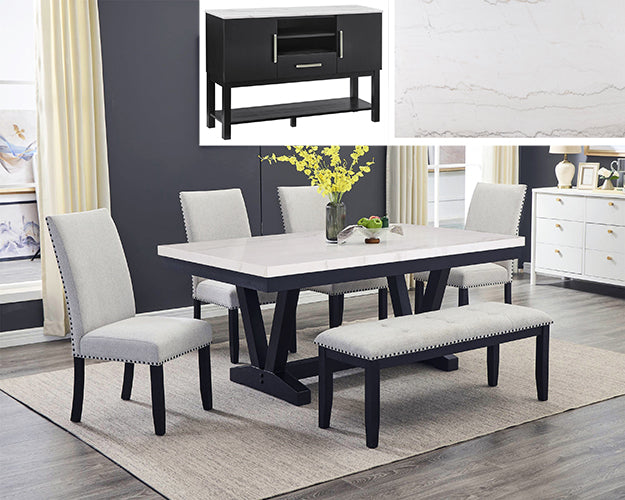 1320-6P/1320-SB VARLEY MARBLE TBL/SIDE
CHAIRS, BENCH