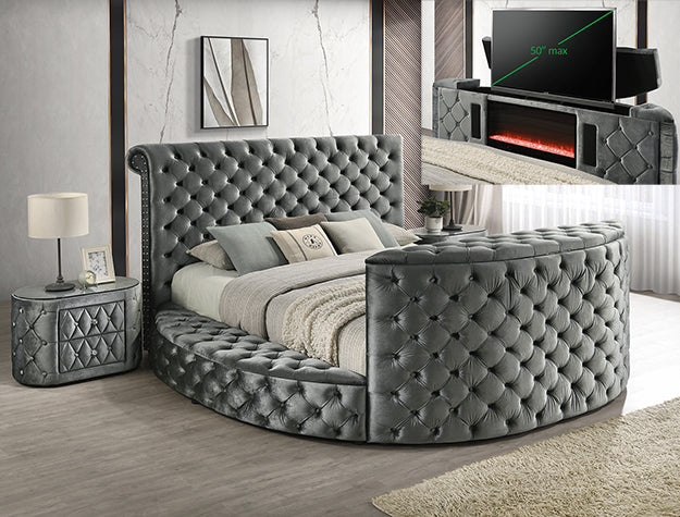 VOLTARE FIREPLACE/TV LIFT BED GREY
