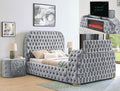5115GY NATALIA BED W/FIREPLACE,TV LIFT GY