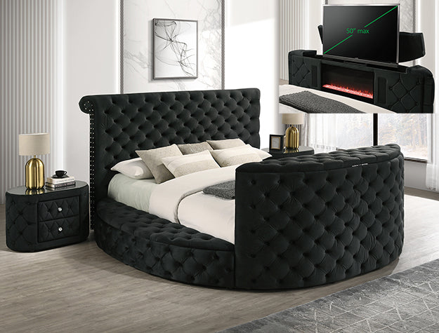 5212BK VOLTARE FIREPLACE/TV LIFT BED BLACK