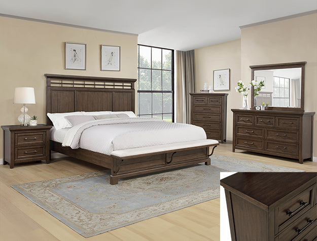 SETB1950 BECKETT BEDROOM GROUP BROWN