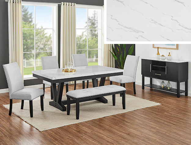 1319-6P-1320-SB VANCE FAUX TBL/SIDE CHAIRS, BENCH