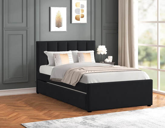 MAYA - Black Twin platform bed w/ Trundle