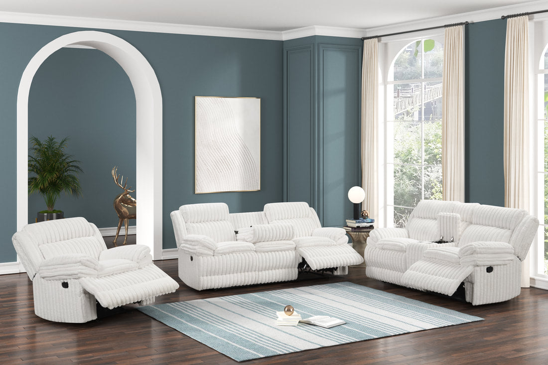 Heaven-White 3pc Reclining Set