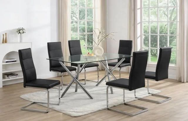 D201 Glass Table + 6 chairs