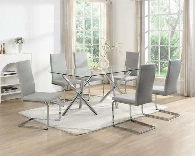 D201 Glass Table + 6 chairs