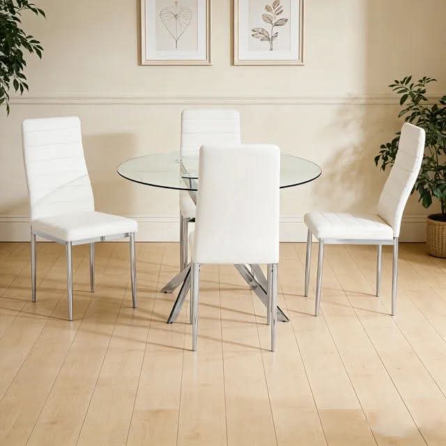 D106-black-glass table +4 chairs D107-gray-glass table + 4 chairs           D108-white-glass table + 4 Chairs