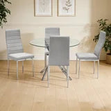 D106-black-glass table +4 chairs D107-gray-glass table + 4 chairs           D108-white-glass table + 4 Chairs